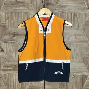 Vintage Liz & Co. Orange Navy Sleeveless Vest Size PS 90s Sportswear Preppy